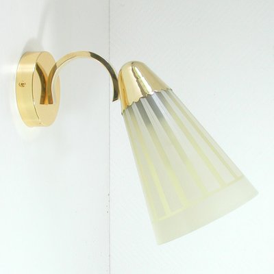 Mid-Century German Brass and Glass Wall Light Sconce, 1950s-OE-897849