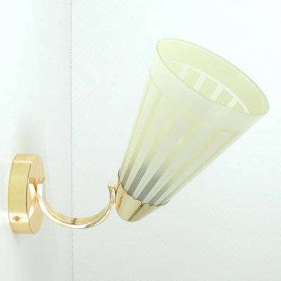 Mid-Century German Brass and Glass Wall Light Sconce, 1950s-OE-897849