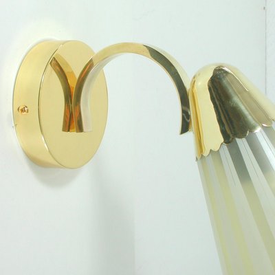 Mid-Century German Brass and Glass Wall Light Sconce, 1950s-OE-897849