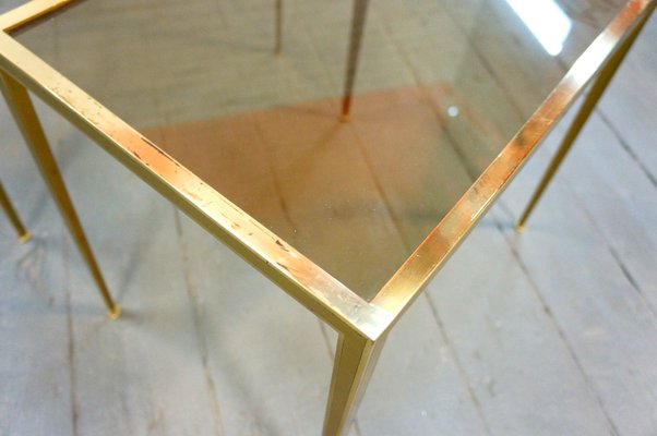 Mid-Century German Brass Coffee Tables from Vereinigte Werkstätten, 1960s, Set of 3-QFD-882624