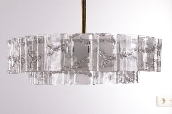 Mid-Century German Brass & Crystal Chandelier from Doria Leuchten, 1960s, Set of 2-EZZ-947700