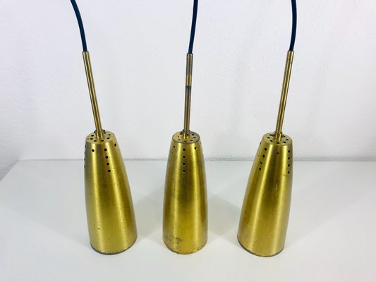 Mid-Century German Brass Pendant Lamps, 1950s, Set of 3-PUK-566941