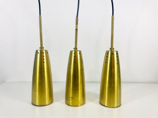 Mid-Century German Brass Pendant Lamps, 1950s, Set of 3-PUK-566941