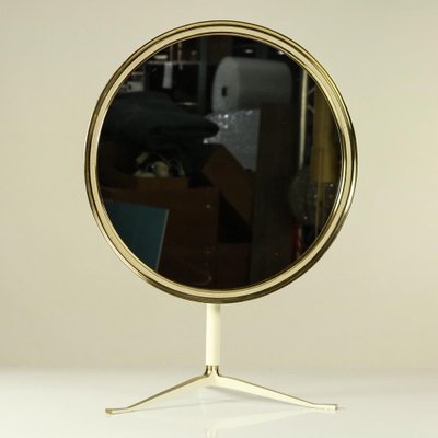 Mid-Century German Brass Vanity Mirror from Vereinigte Werkstätten Munich, 1950s-FUP-1396925