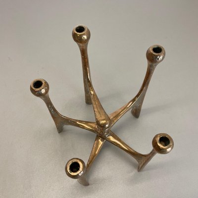 Mid-Century German Brutalist Candleholder in Bronze by Michael Harjes, 1960s-QZ-1372733