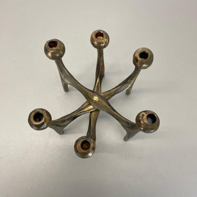 Mid-Century German Brutalist Candleholder in Bronze by Michael Harjes, 1960s-QZ-1257933