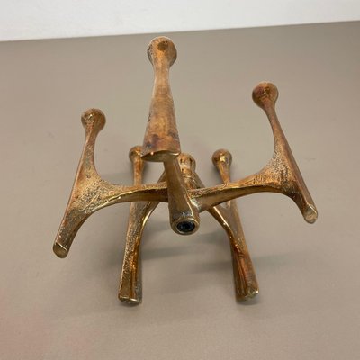 Mid-Century German Brutalist Candleholder in Bronze by Michael Harjes, 1960s-QZ-1372733