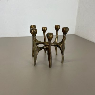 Mid-Century German Brutalist Candleholder in Bronze by Michael Harjes, 1960s-QZ-1257933