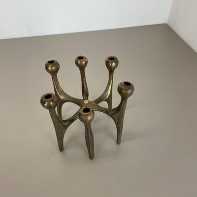 Mid-Century German Brutalist Candleholder in Bronze by Michael Harjes, 1960s-QZ-1257933