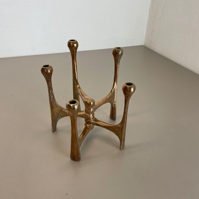 Mid-Century German Brutalist Candleholder in Bronze by Michael Harjes, 1960s-QZ-1372733