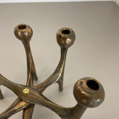 Mid-Century German Brutalist Candleholder in Bronze by Michael Harjes, 1960s-QZ-1257933