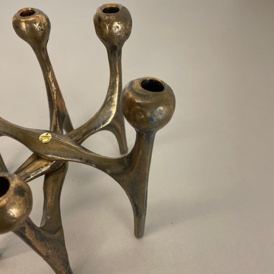 Mid-Century German Brutalist Candleholder in Bronze by Michael Harjes, 1960s-QZ-1257933