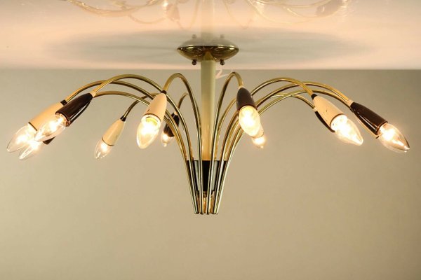 Mid-Century German Ceiling Lamp in Brass, 1950s-FUP-1398113