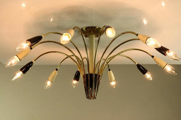 Mid-Century German Ceiling Lamp in Brass, 1950s-FUP-1398113