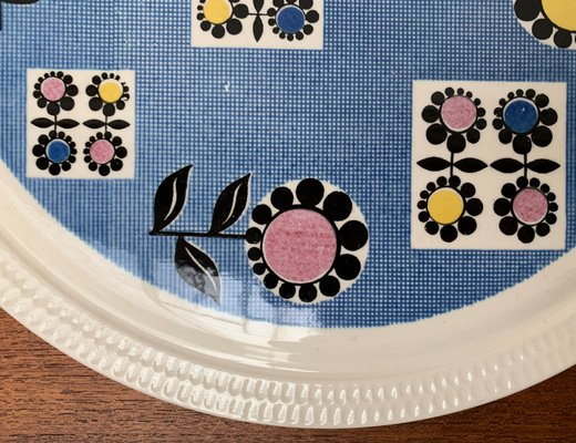 Mid-Century German Ceramic Cake Plate with Flower Motifs from Limburg, 1960s-UAH-1431196