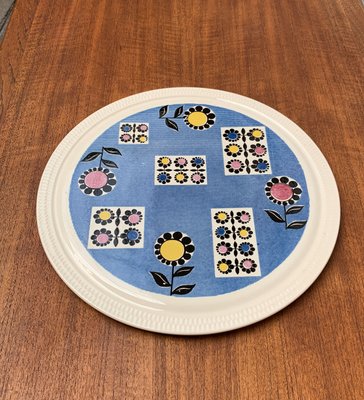 Mid-Century German Ceramic Cake Plate with Flower Motifs from Limburg, 1960s-UAH-1431196