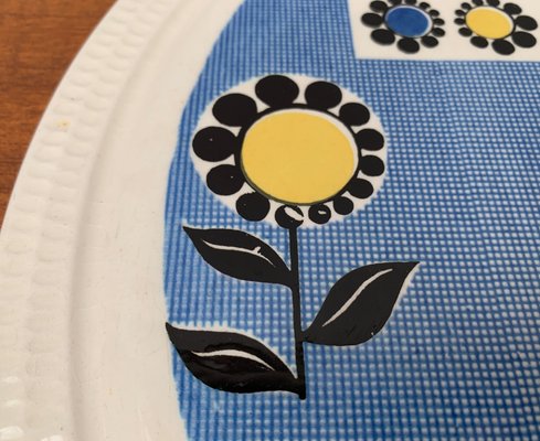 Mid-Century German Ceramic Cake Plate with Flower Motifs from Limburg, 1960s-UAH-1431196