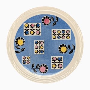 Mid-Century German Ceramic Cake Plate with Flower Motifs from Limburg, 1960s-UAH-1431196