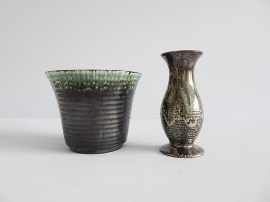 Mid-Century German Ceramic Vase and Planter, 1940s, Set of 2-BLG-635563