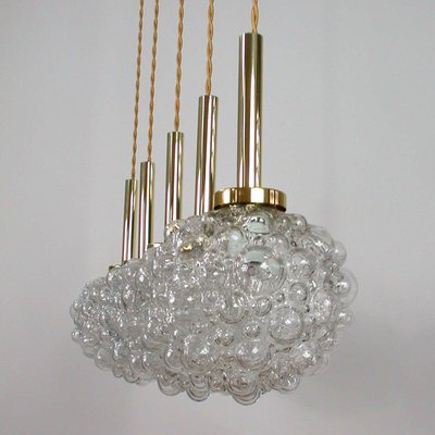 Mid-Century German Clear Bubble and Brass Pendant, 1960s-OE-897915