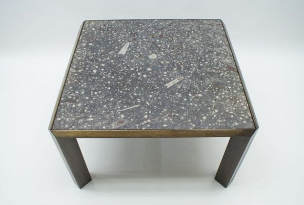 Mid-Century German Coffee Table with Fossil Top from Ronald Schmitt, 1960s-KQB-731623