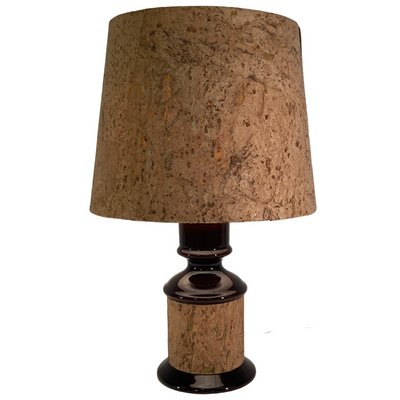 Mid-Century German Cork and Glass Table Lamp-BHG-1345230