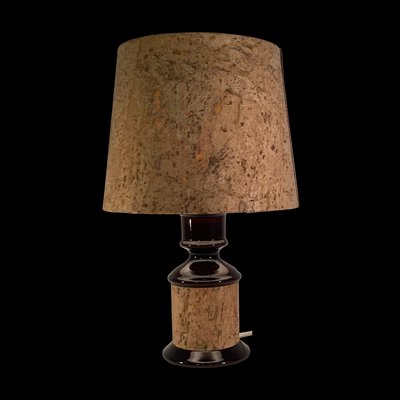 Mid-Century German Cork and Glass Table Lamp-BHG-1345230