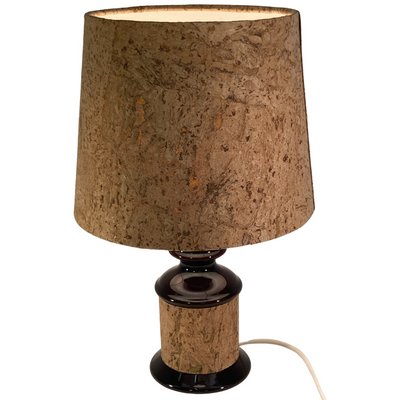 Mid-Century German Cork and Glass Table Lamp-BHG-1345230