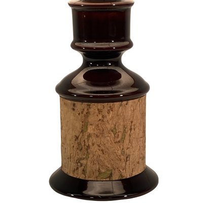 Mid-Century German Cork and Glass Table Lamp-BHG-1345230