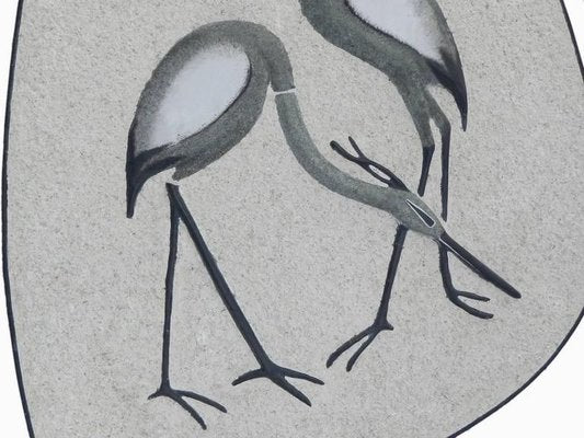 Mid-Century German Drosselbach Art Wall Plaque Crane Birds, 1950s-ARU-626149