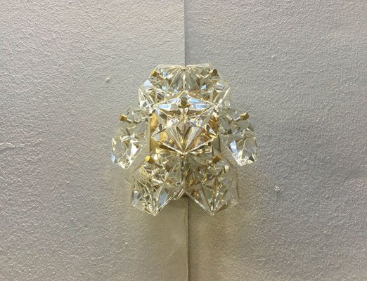 Mid-Century German Faceted Crystal and Brass Sconces from Kinkeldey, Set of 3-UAH-796244