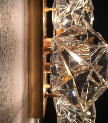 Mid-Century German Faceted Crystal and Brass Sconces from Kinkeldey, Set of 3-UAH-796244