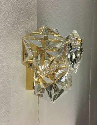 Mid-Century German Faceted Crystal and Brass Sconces from Kinkeldey, Set of 3-UAH-796244