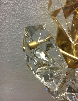 Mid-Century German Faceted Crystal and Brass Sconces from Kinkeldey, Set of 3-UAH-796244