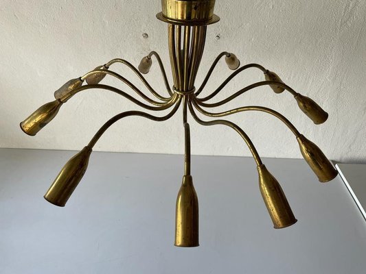 Mid-Century German Full Brass 12-Armed Sputnik Chandelier, 1950s-RDS-1196888