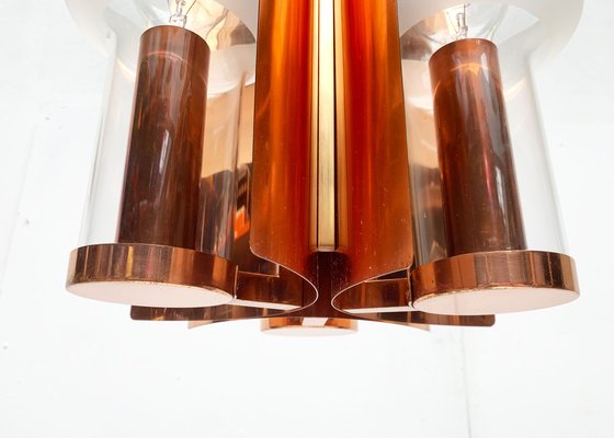 Mid-Century German Glass and Copper Pendant Lamp from Cosack, 1960s-UAH-1293255