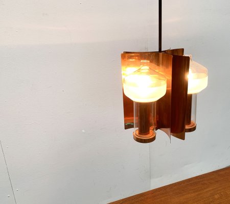 Mid-Century German Glass and Copper Pendant Lamp from Cosack, 1960s-UAH-1293255