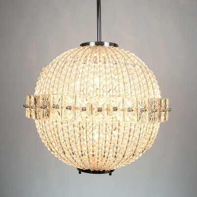 Mid-Century German Glass Bead 13-Burner Chandelier from VEB Leuchtenbau Leipzig, 1960s-YGX-766760