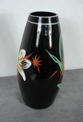 Mid-Century German Glass Vase with Floral Design from Ilmenau Glas, 1950s-HIZ-1383586