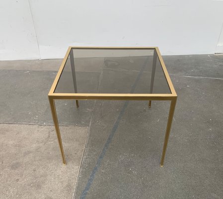 Mid-Century German Hollywood Regency Style Brass Glass Side Couch Table from Vereinigte Werkstätten, 1960s-UAH-1141787