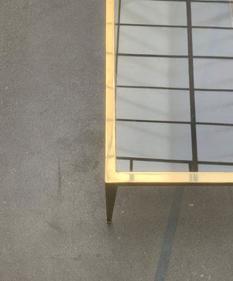 Mid-Century German Hollywood Regency Style Brass Glass Side Couch Table from Vereinigte Werkstätten, 1960s-UAH-1141787