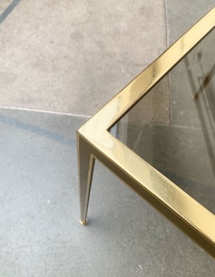 Mid-Century German Hollywood Regency Style Brass Glass Side Couch Table from Vereinigte Werkstätten, 1960s-UAH-1141787