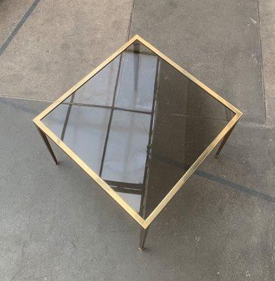 Mid-Century German Hollywood Regency Style Brass Glass Side Couch Table from Vereinigte Werkstätten, 1960s-UAH-1141787