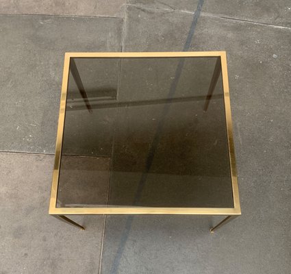 Mid-Century German Hollywood Regency Style Brass Glass Side Couch Table from Vereinigte Werkstätten, 1960s-UAH-1141787