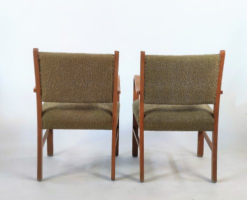 Mid-Century German Lounge Chairs in Khaki, 1950s, Set of 2-ZWG-1395139