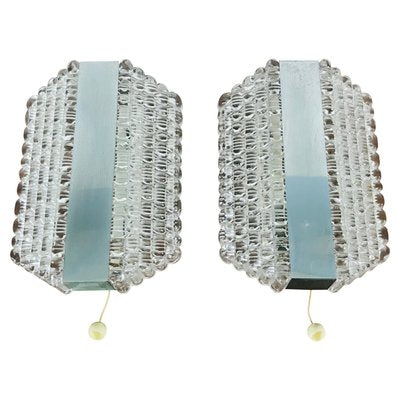 Mid-Century German Metal and Glass Sconces from Kaiser Leuchten, 1960s, Set of 2-PUK-617955