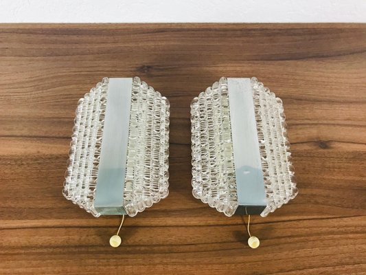 Mid-Century German Metal and Glass Sconces from Kaiser Leuchten, 1960s, Set of 2-PUK-617955