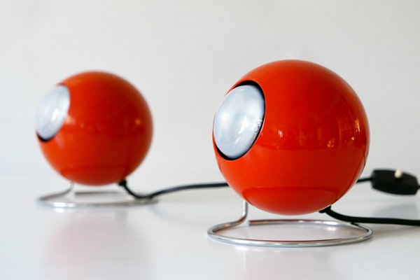 Mid-Century German Metal Model Eye Table Lamps from Erco, 1960s, Set of 2-WPT-563865