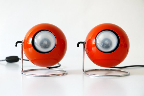 Mid-Century German Metal Model Eye Table Lamps from Erco, 1960s, Set of 2-WPT-563865