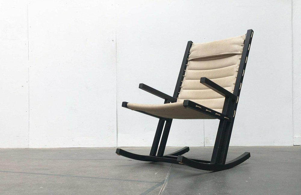 Mid-Century German Minimalist Safari Rocking Chair from Casala, 1960s